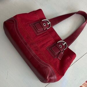 Elegant coach Red Leather Shoulder Bag